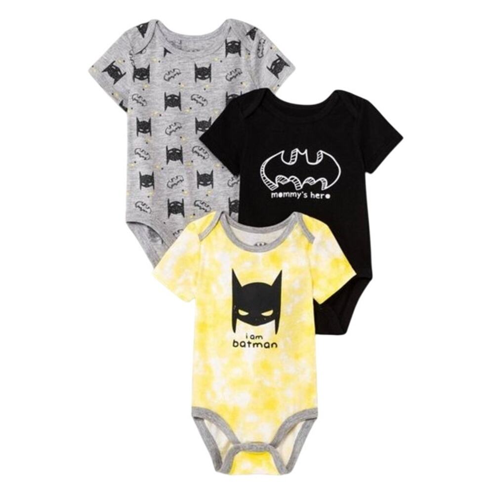 DC Comics NEW! Baby's  3 Pack Batman Bodysuit Set Bundle - Hero